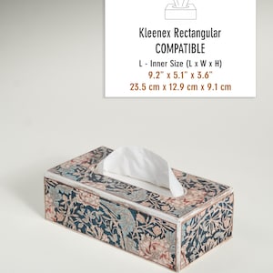 William Morris Wooden Tissue Box, Tissue Holder, Handmade, Wooden Tissue Box, Living Room Decor, Bedroom Decor, Gift for Office, Handcrafted