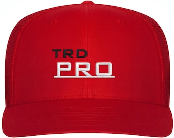 Toyota TRD Pro Red Trucker Cap, Embroidered Off-Road Hat, Flexfit Large, XL