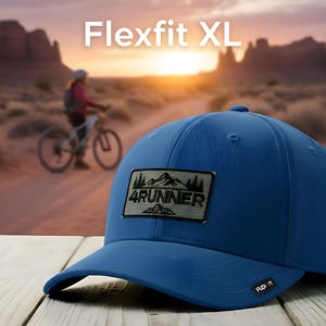 4Runner Large/XL Flexfit hat, Blue with Tan emblem, Polyblend Fabric