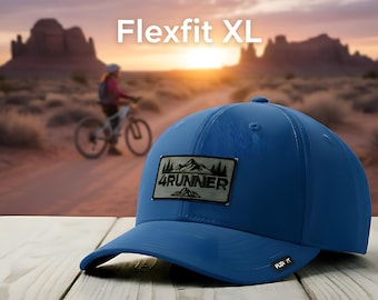 4Runner Large/XL Flexfit hat, Blue with Tan emblem, Polyblend Fabric