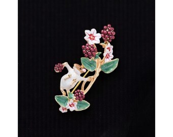 Floral Animal Brooch, Squirrel Pin For Women, Unique Jewelry Gift for Her