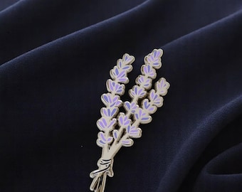 Lavender Enamel Pin, Floral Botanical Pin, Flower Lover Gift
