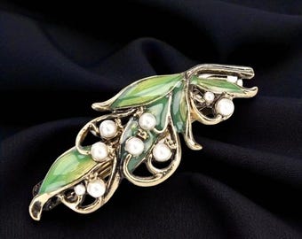 Leaf & Flower Hair Barrette: Elegant Women's Hair Clip