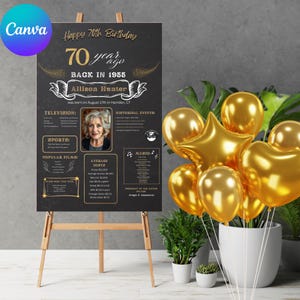 70th Birthday Poster. 70th Birthday Chalkboard. Back in 1955 Birthday. Digital OR Printed Poster. 70th Birthday Banner. 70th Birthday Gift
