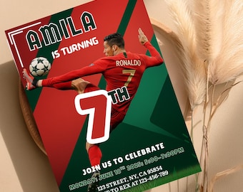 Editable Ronaldo Birthday Invitation, Canva Template, Soccer Birthday Invite, Soccer birthday Invitation