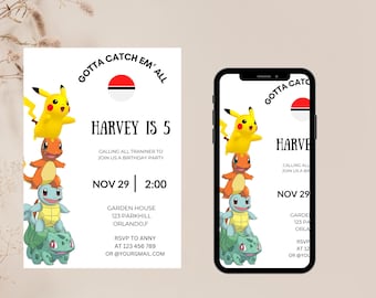 Digital Birthday Invitation, Poke Birthday Invitation, First Birthday Party, Printable Invitation, Birthday Boy Girl Invite, Evite Template