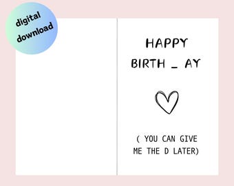 Printable Bday Card for Husband Boyfriend, Funny Birthday Card Download, Downloadable Birthday Card, Funny Bday Card Print at Home Digital