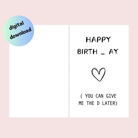 Printable Bday Card for Husband Boyfriend, Funny Birthday Card Download, Downloadable Birthday Card, Funny Bday Card Print at Home Digital