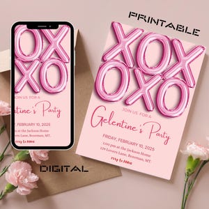 Bewerkbare sjabloon Galentine's feestuitnodiging | Uitnodiging valentijnsfeestje XOXO