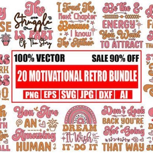 Motivational Retro SVG Bundle,Motivational Retro Svg Bundle 20 Designs Retro Svg Best Retro Design Typograpy Quotes Print Svg Design