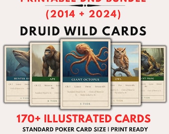 DnD Druid Wild Shape Cards 170 Beast Reference Cards for D&D 5e and 5.5e