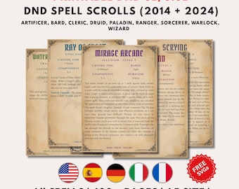 DnD Spell Scrolls 5e 2014 2024 Bundle Dungeons and Dragons D&D Accessories (Digital Download)