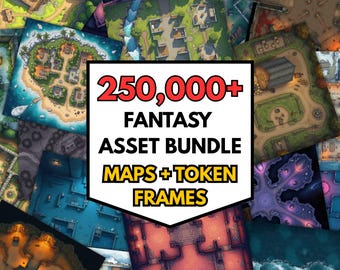 Pacote Mega de 250K Mapas de Batalha para RPG, D&D, Tokens Foundry, Roll20, VTT, Recursos Digitais de Fantasia