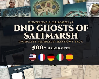 DND Ghosts of Saltmarsh Handout Bundle, 500+ Printable DnD 5e Props Battlemaps RPG Maps