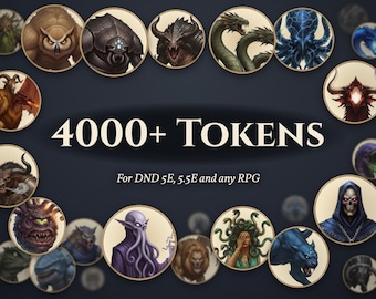 4000+ DnD Tokens for VTT Roll20 Foundry, Printable and Transparent PNG, 5e RPG Tokens