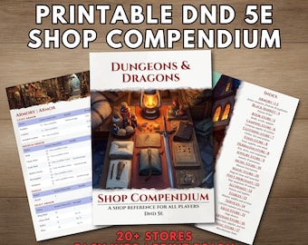 Dnd Shop Compendium Printable D&D 5e Booklet Dungeons and Dragons PHB PDF