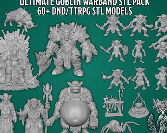 RPG Goblin STL Pack D&D Miniatures Warband | Bosses NPCs Terrain Props Wargaming | Digital Download