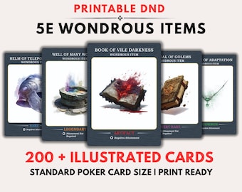 Dnd Item Cards Wondrous Items, D&D 5e Illustrated Magic Items Dungeons and Dragons Accessories DM