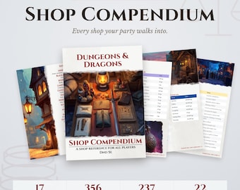 D&D Shop-kompendium Utskrivbart D&D 5e-häfte Dungeons and Dragons PHB PDF