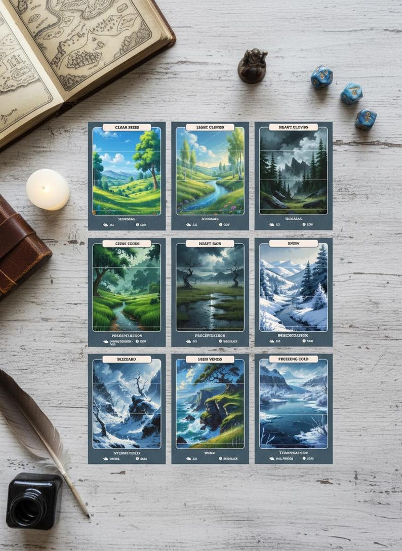 Dnd 5e Weather Condition Cards Biome Bundle Deck: Illustrated Printable ...