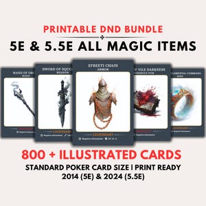 D&D 5e Magic Gegenstandskarten: 800+ illustrierte Bundle Karten 2014, 2024 (Digitaler Download)