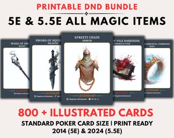 D&D 5e Magic Item Cards: 800+ Illustrated Printable Bundle Deck  2014, 2024 (Digital Download)