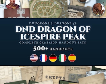 Dragon of Icespire Peak DND Handouts, 500+ Printable DnD Props, RPG Maps