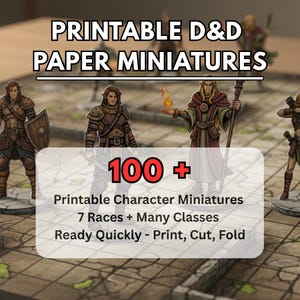 RPG Miniatures DND Printable Paper Minis Bundle Pack - 2D Characters for Dungeons and Dragons