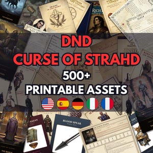 Curse of Strahd DnD Handout Bundle 500+ Printable Props Tarokka Deck Ravenloft D&D Spells