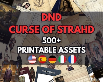 Pack de Handouts Curse of Strahd DnD 500+ Accessoires Imprimables Deck Tarokka Ravenloft D&D Sorts