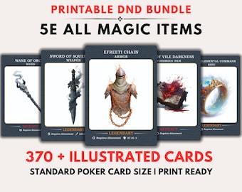 D&D 5e Magic Item Cards: 370+ Illustrated Printable Bundle Deck (Digital Download)