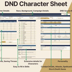 Dnd 5e Character Sheet Excel Spreadsheet Automated Spells Inventory ...