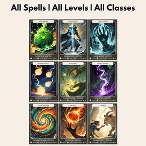 DnD 5e Spell Cards illustrated - All Spells