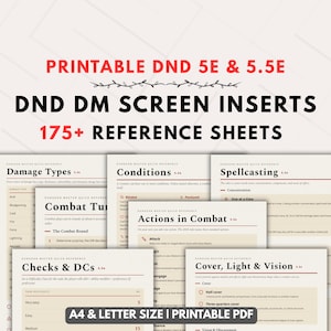 DND Spickzettel DM Schirm Einlagen für 5E & 5.5E Kurzanleitung 2014 2024