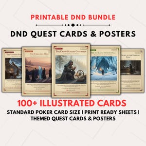 DnD Quest-kort och Bounty-posterpaket Utskrivbar Quest-lek DM Adventure Hooks