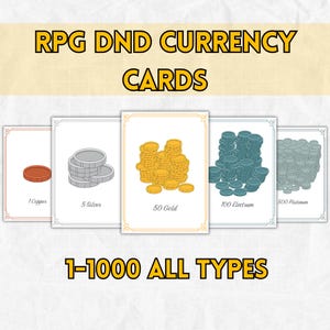 Lot de jetons de pièces de monnaie RPG - Donjons et dragons RPG - Cuivre, argent, or, électrum, platine, RPG, or monétaire dnd