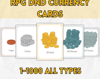 RPG Coin Currency Cards: Copper, Silver, Gold (Digital Download)
