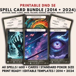 DnD Spell Cards 5e 2014 2024 Illustrated Bundle Dungeons and Dragons D&D (Digital Download)