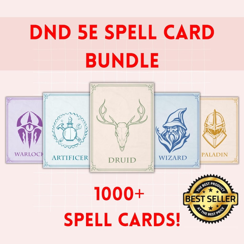DnD 5e Spell Card Bundle - Best Quality, All Classes and Spells