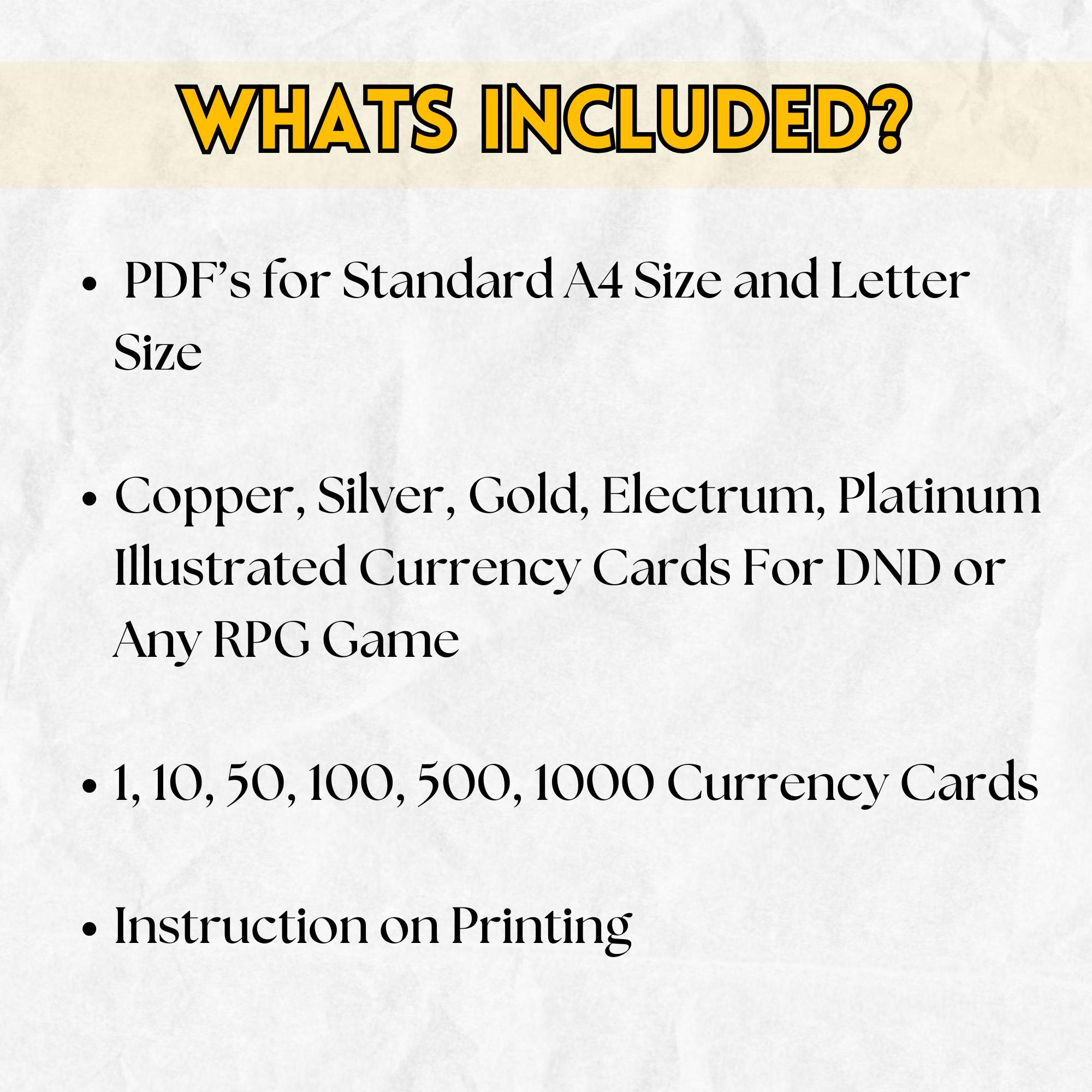 RPG コイン通貨カード：銅、銀、金（デジタルダウンロード） - Etsy 日本