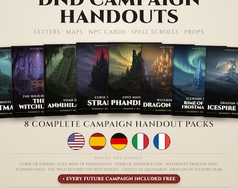 DnD Handouts, 8 Complete Campaigns, Printer Friendly, Compatible with 5e 5.5e, 45000+ D&D props