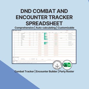 DnD 5e Combat Encounter Builder Spreadsheet Monster Database Initiative Tracker D&D Dungeon Master Tool