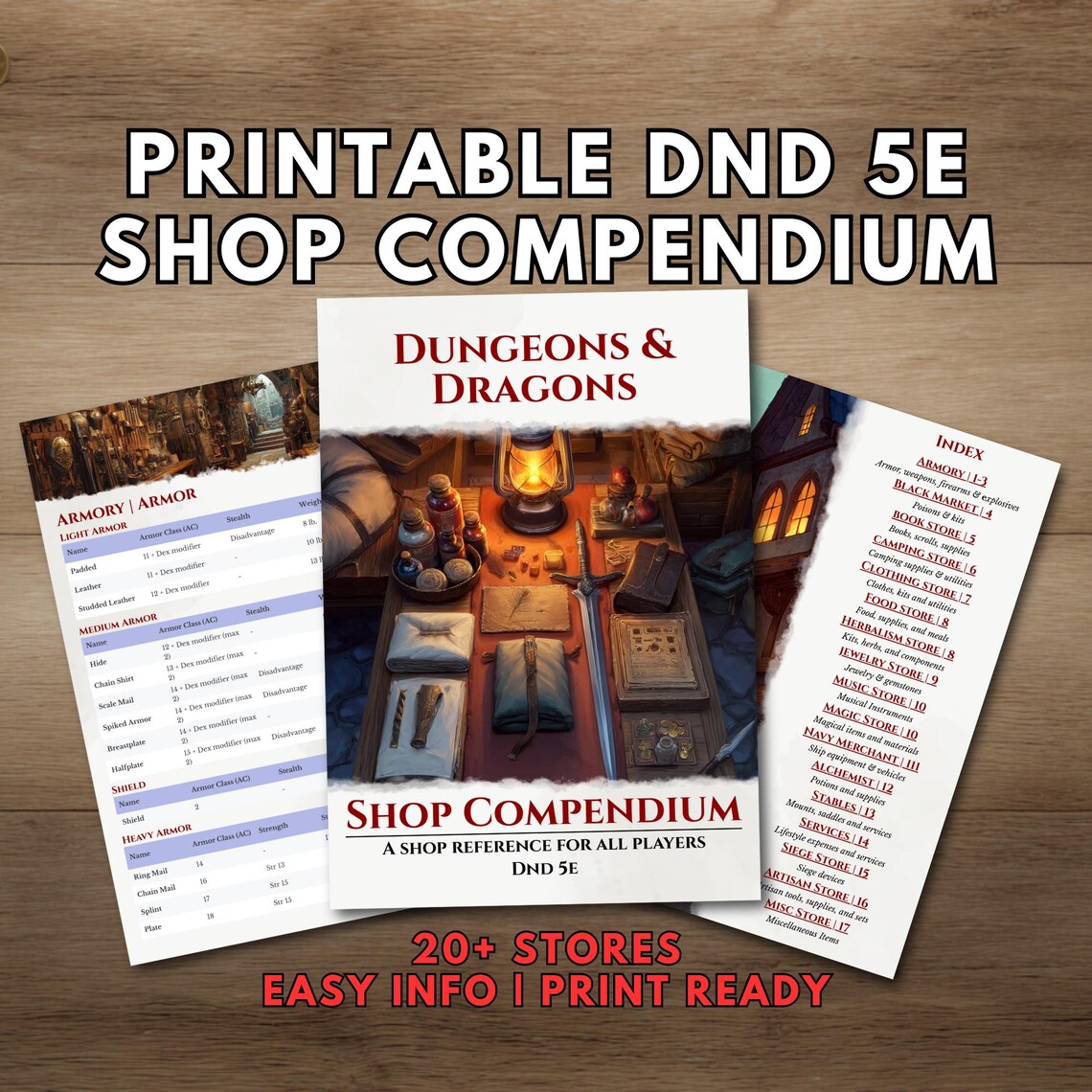 Dnd Shop Compendium Printable D&D 5e Booklet Dungeons and Dragons PHB ...