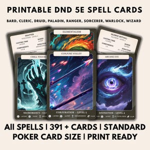 DnD Spell Cards 5e Illustrated Bundle Nuovo Download Digitale Dungeons and Dragons 5e D&D Spell Book Tutti gli Incantesimi Poker Card Size DnD 5e 2024