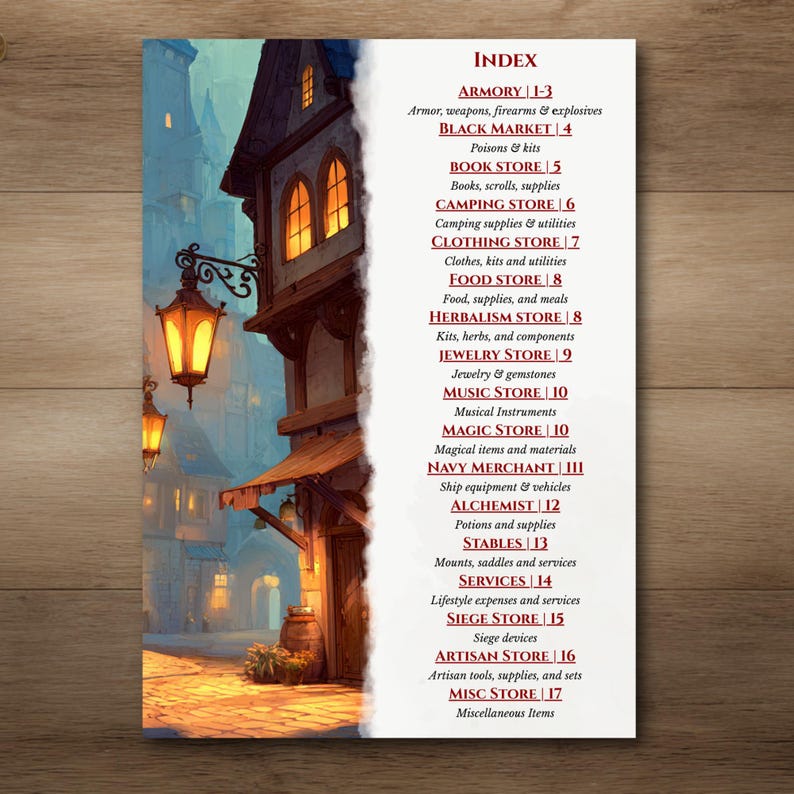 Dnd Shop Compendium Printable D&D 5e Booklet Dungeons and Dragons PHB ...