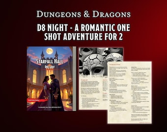 D&D D8 Night DND One Shot Romantic Adventure - Digital Download Stl, Paper Miniatures, Valentines