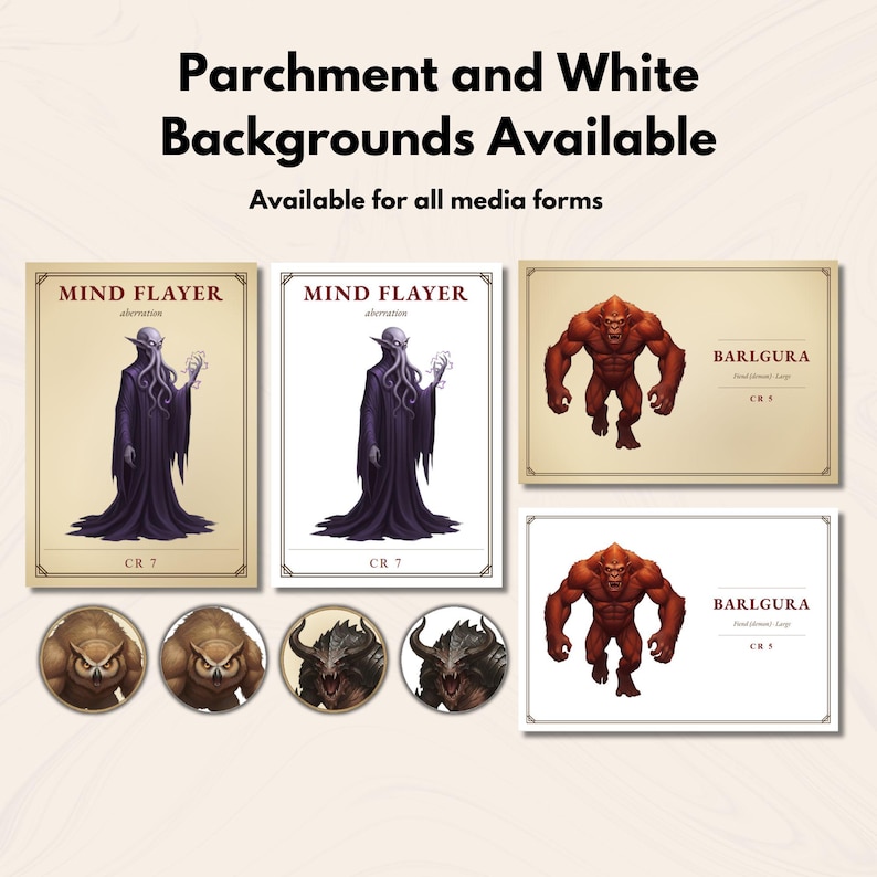 Card Stat Coin Dnd Monster Cards Bundle 5e 5.5e 2014 2024 Printable Statblock Dungeons ...