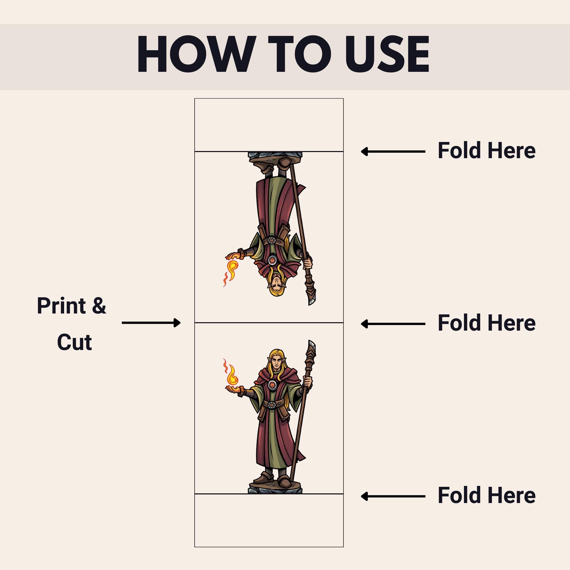 RPG Miniatures DND Printable Paper Minis Bundle Pack - 2D Characters ...