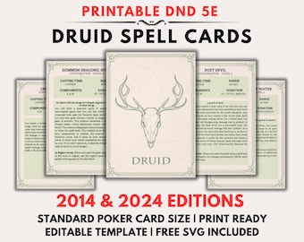 DnD 5e Druid Spell Cards - Digital Download
