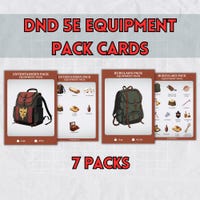 DND Equipment Packs | Complete Set of Visual Aid Reference Cards ...